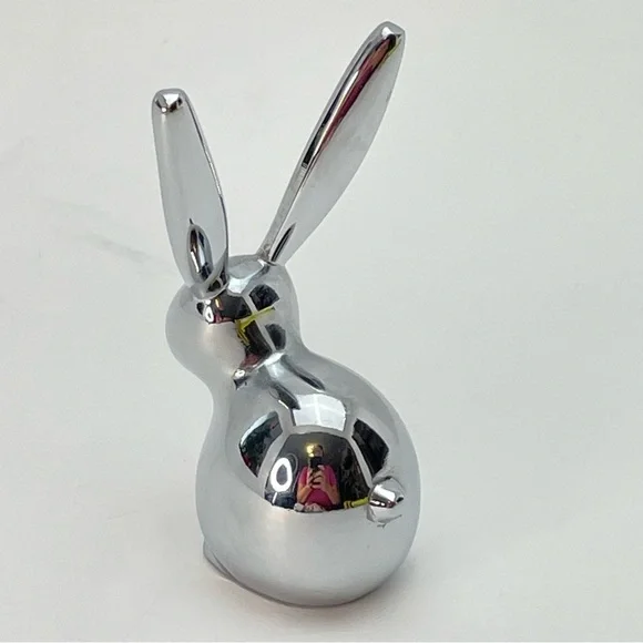 Bunny Chrome Rabbit Ring Holder Paperweight - Picture 5 of 11